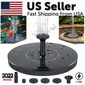 Upgrade your garden with a 1.4W solar bird bath fountain. Eco-friendly, no electricity needed, includes 4 nozzles for different water spray styles.