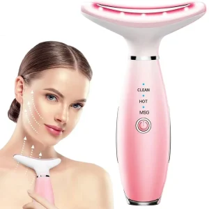 Upgrade your skincare with a 3-in-1 face and neck massager. Features thermal heat, vibration, and sculpting design for anti-aging and skin tightening.